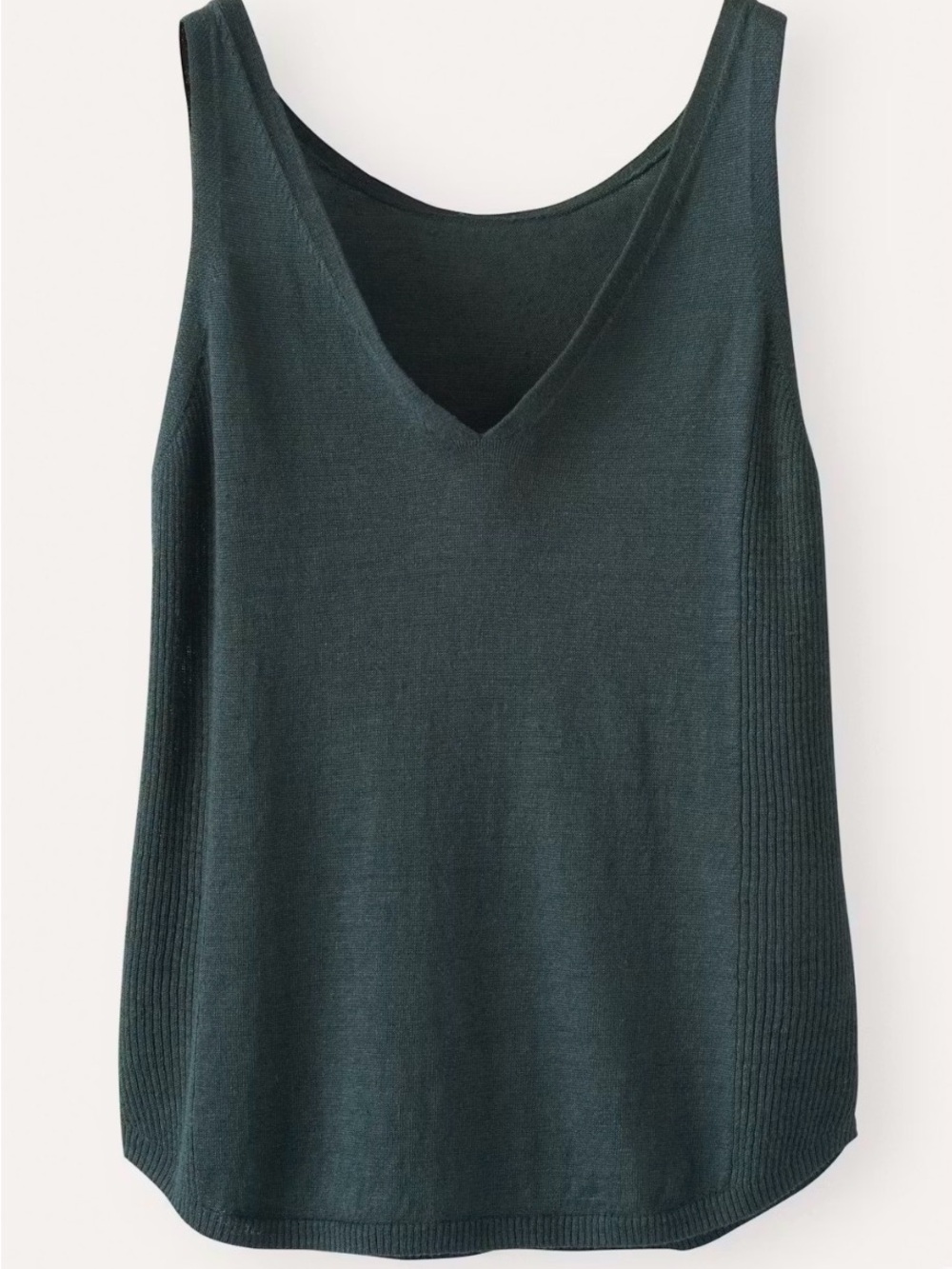 NWOT Poetry V-Neck Linen Knit Tank Top in Dark Teal
